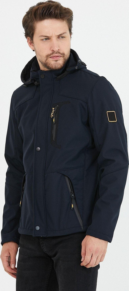 Erkek Lacivert Kapüşonlu Su Ve Rüzgar Geçirmez Softshell Mont