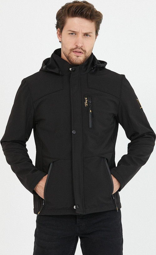 Su Ve Rüzgar Geçirmez Kürklü Softshell Siyah Erkek Mont