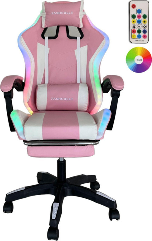 Pink Star Işıklı - Masaj Özellikli Oyuncu Koltuğu Pembe-Beyaz