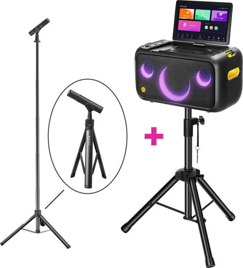 Partybox Hoparlör ve Mikrofon Standlı Break X1 460W Karaoke Bluetooth Hoparlör Seti