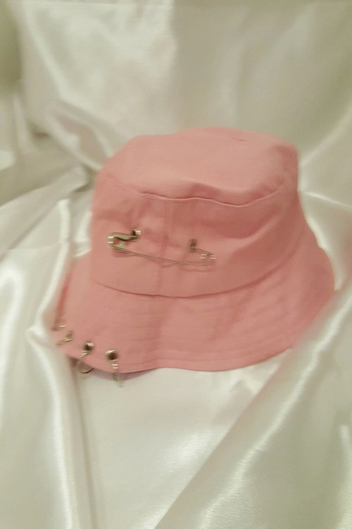 Şapka Bucket Şapka Balıkçı Kova Şapka Unisex Yuvarlak Şapka Açık Lila Zincir Piercing Li