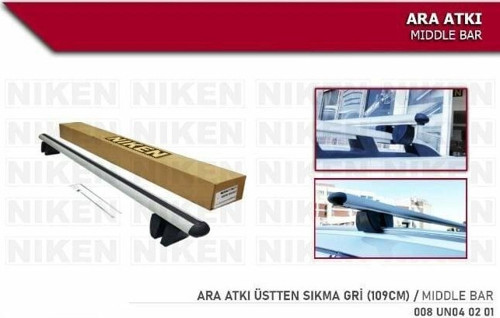 Araç üstü ara atkı bagaj taşıyıcı-gri(üstten sıkıştırmalı) alüminyum 109 cm uzunluk