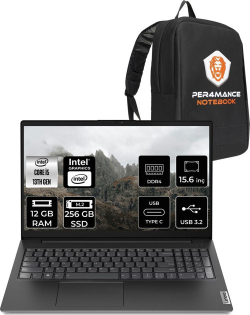V15 G4 İ5 13420H 12Gb 256Gb Ssd 15.6'' Fhd Fdos Dizüstü Bilgisayar & Per4 Çanta