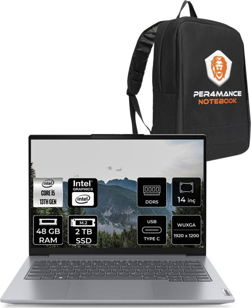 Thinkbook 14 G6 İ5 13420H 48Gb Ddr5 2Tb Ssd 14'' Fhd+ Fdos Dizüstü Bilgisayar & Per4 Çanta