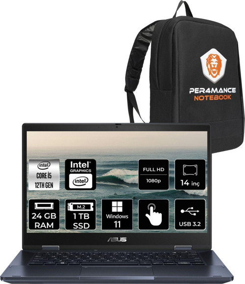Expertbook B3 Flip İ5 1235U 24Gb Ram 1Tb Ssd 14" Fhd W11H Dokunmatik Bilgisayar & Per4 Çanta