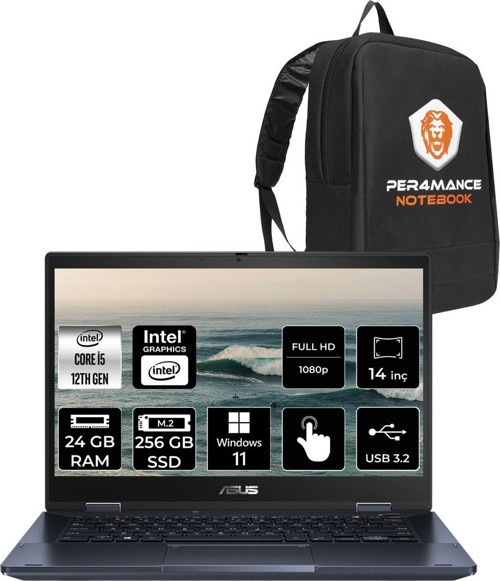 Expertbook B3 Flip İ5 1235U 24Gb Ram 256Gb Ssd 14" Fhd W11H Dokunmatik Bilgisayar & Per4 Çanta