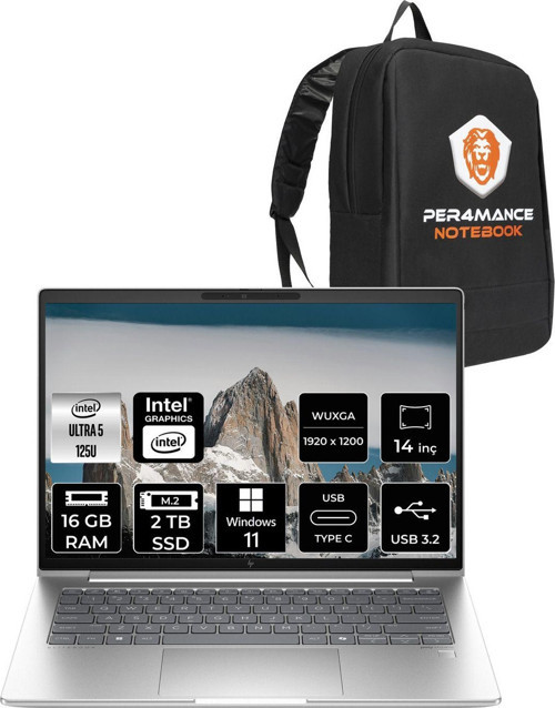 Elitebook 640 G11 İntel Core Ultra 5 125U 16Gb 2Tb Ssd 14'' Wuxga W11P A23E1Ea & Per4 Çanta
