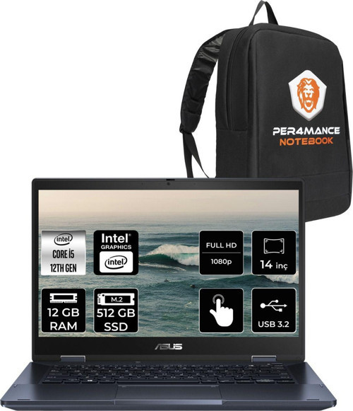 Expertbook B3 Flip İ5 1235U 12Gb Ram 512Gb Ssd 14" Fhd Fdos Dokunmatik Bilgisayar & Per4 Çanta