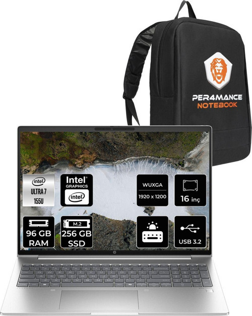 Probook 460 İntel Core Ultra 7 155U 96Gb 256Gb Ssd 16'' Wuxga Fdos A23Bcea & Per4 Çanta