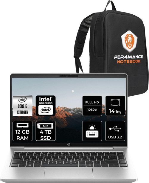 Probook 440 G10 Intel Core İ5 1335U 12Gb 4Tb Ssd 14" Fhd Fdos & Per4 Çanta