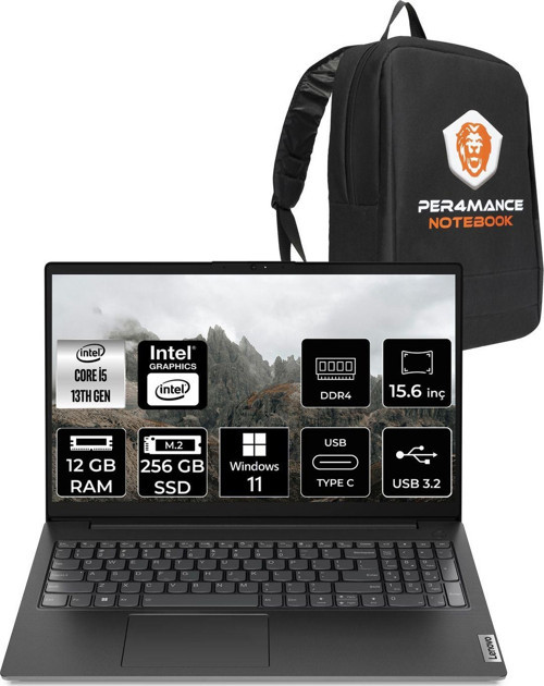 V15 G4 İ5 13420H 12Gb 256Gb Ssd 15.6'' Fhd W11Pro Dizüstü Bilgisayar & Per4 Çanta