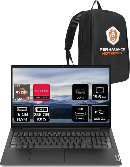 V15 G4 R7 7730U 16Gb 256Gb Ssd 15.6'' Fhd Fdos Dizüstü Bilgisayar & Per4 Çanta