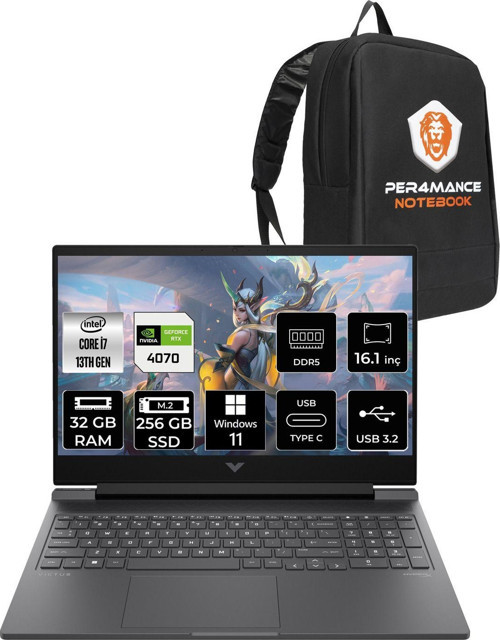 Victus 16 İ7 13700H 32Gb Ddr5 256Gb Ssd Rtx4070/8Gb 144Hz 16.1'' W11P Gaming Laptop & Per4 Çanta