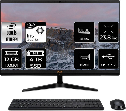 Acer Aspire C24-1700 İ5 1235U 12Gb Ram 4Tb Ssd 23.8" Fhd Fdos All In One Pc Dq.Bjwem.006