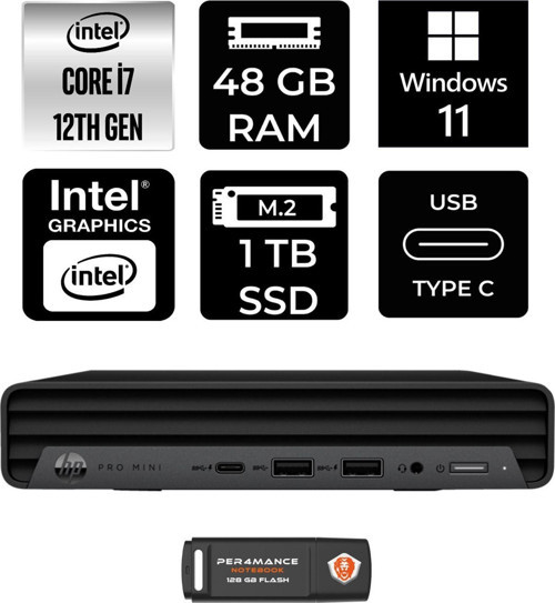 Pro Mini 400 G9 İ7-12700T 48Gb Ram 1Tb Ssd W11Home 6D378Ea Mini Pc & Per4 Bellek