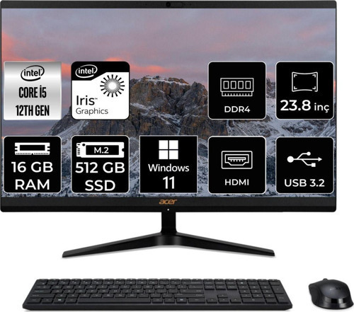 Acer Aspire C24-1700 İ5 1235U 16Gb Ram 512Gb Ssd 23.8" Fhd W11P All In One Pc Dq.Bjwem.006
