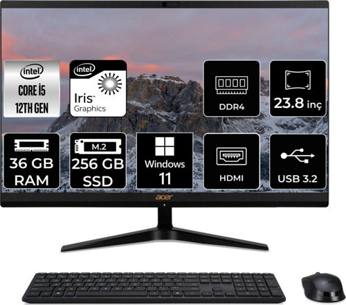 Acer Aspire C24-1700 İ5 1235U 36Gb Ram 256Gb Ssd 23.8" Fhd W11H All In One Pc Dq.Bjwem.006