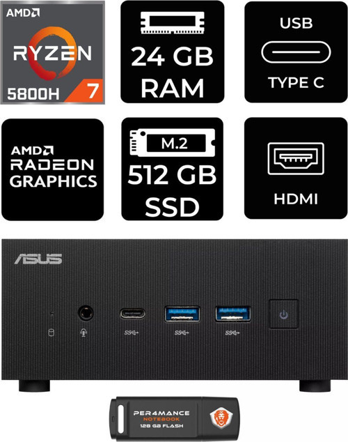 Expertcenter Pn52 R7-5800H 24Gb Ram 512Gb Ssd Fdos Mini Masaüstü Pc & Per4 Bellek