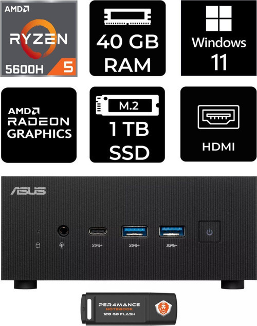 Expertcenter Pn52 R5-5600H 40Gb Ram 1Tb Ssd W11Home Mini Masaüstü Pc & Per4 Bellek