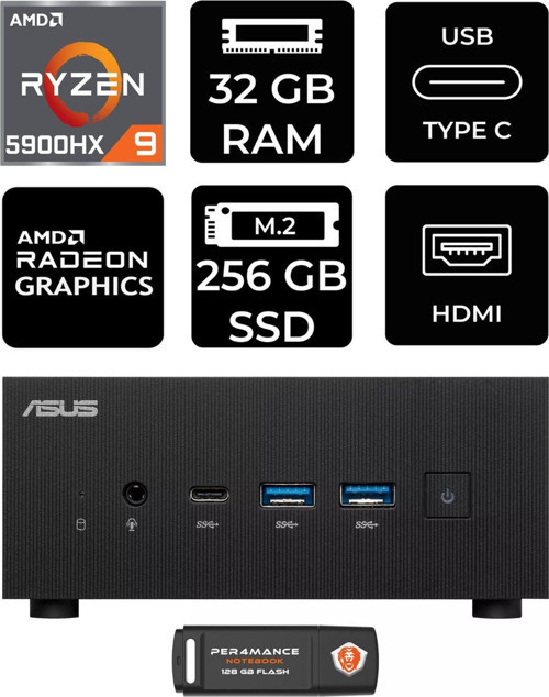 Expertcenter Pn52 R9-5900Hx 32Gb Ram 256Gb Ssd Fdos Mini Masaüstü Pc & Per4 Bellek