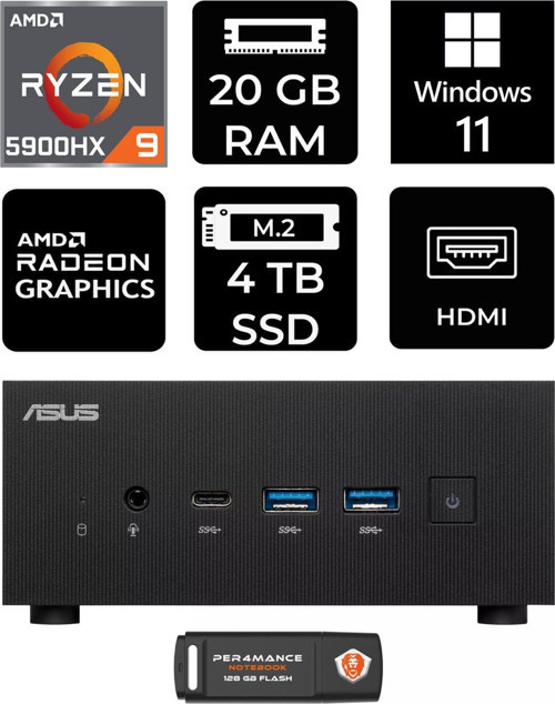 Expertcenter Pn52 R9-5900Hx 20Gb Ram 4Tb Ssd W11Pro Mini Masaüstü Pc & Per4 Bellek