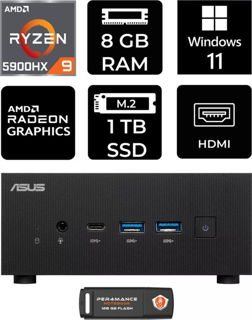 Expertcenter Pn52 R9-5900Hx 8Gb Ram 1Tb Ssd W11Pro Mini Masaüstü Pc & Per4 Bellek