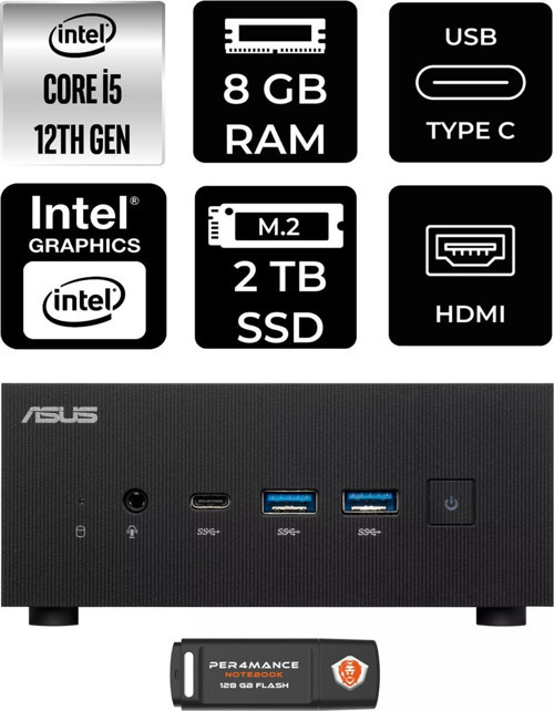 Expertcenter Pn64 İ5-12500H 8Gb Ram 2Tb Ssd Fdos Mini Masaüstü Pc & Per4 Bellek