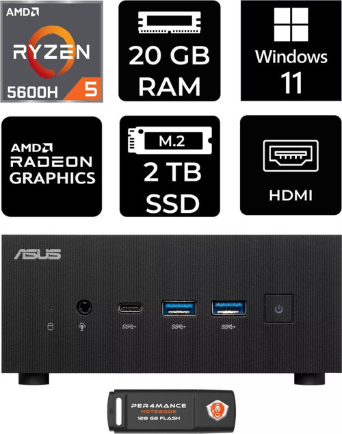 Expertcenter Pn52 R5-5600H 20Gb Ram 2Tb Ssd W11Home Mini Masaüstü Pc & Per4 Bellek