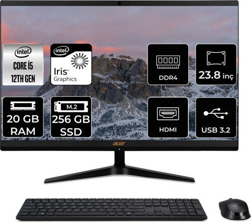 Acer Aspire C24-1700 İ5 1235U 20Gb Ram 256Gb Ssd 23.8" Fhd Fdos All In One Pc Dq.Bjwem.006