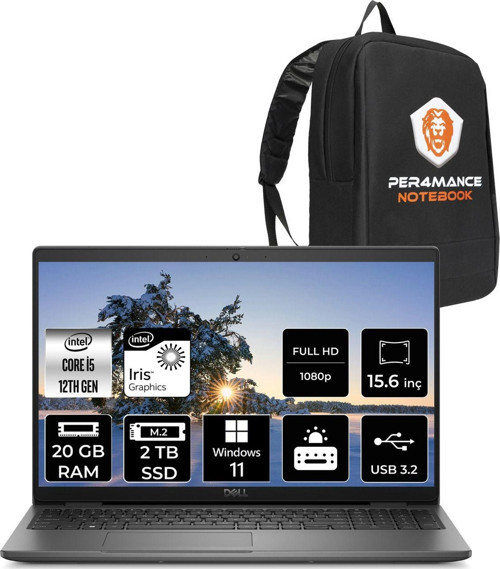 Latitude 3540 Intel Core İ5 1235U 20Gb 2Tb Ssd 15.6" Fhd W11P & Per4 Çanta
