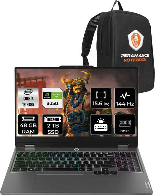 Loq İ7-13650Hx 48Gb 2Tb Ssd Rtx3050/6Gb 15.6" Fhd 144Hz Fdos 83Dv00G5Tr & Per4 Çanta