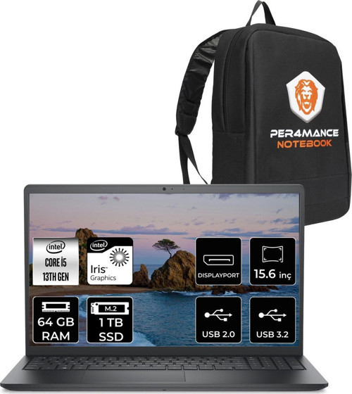Vostro 3530 Intel Core İ5 1334U 64Gb 1Tb Ssd 15.6" Fhd Fdos & Çanta