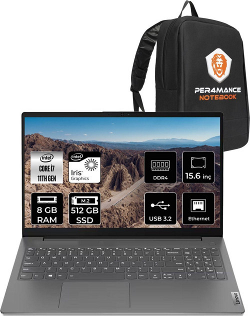 V15 G2 İ7 -1165G7 8Gb 512Gb Ssd 15.6" Fhd Fdos 82Kb00Cbtx & Per4 Çanta