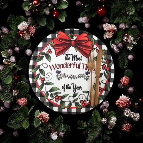Wonderful Time Yılbaşı, Christmas 2 Adet Kış Supla, Kumaş - İçi Ahşaplı Supla