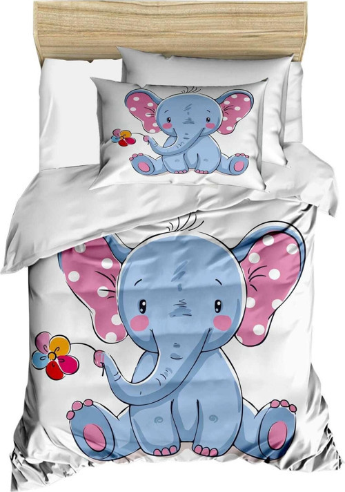 Dijital Baskılı 3d Pamuklu Yenidoğan Bebek Nevresim Takımı Cute Elephant