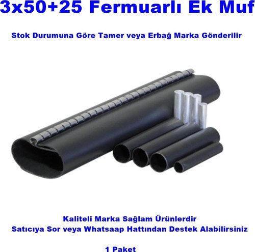 - ERBAĞ 3X50+25 Kablo İçin Fermuarlı Isı Büzüşmeli Ek Muf 1KW