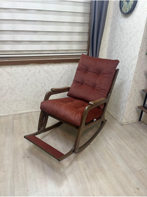 Kontes Ceviz Kiremit Dolgu Minderli Sallanan Sandalye Dinlenme Koltuğu