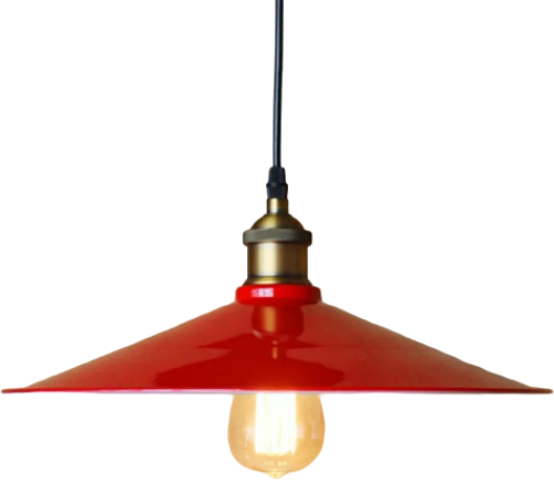 RYS Retro Metal Sarkıt Avize Rustik Tekli Kırmızı Içi Beyaz Sarkıt Cafe Mutfak Aydınlatma Çap:40 Cm