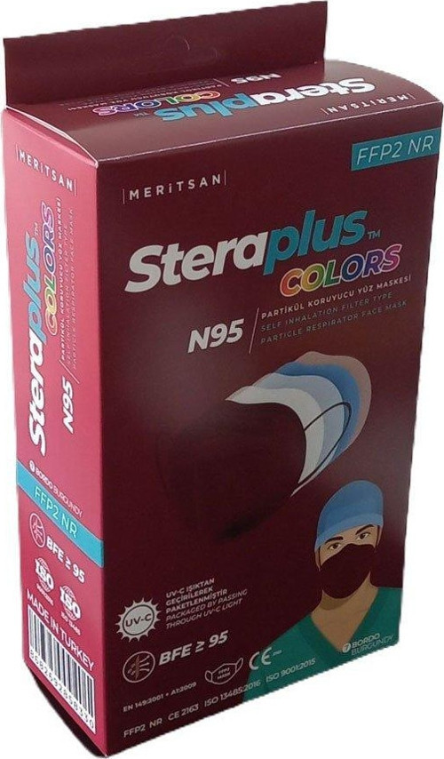 Steraplus Colors Ffp2 5 Katmanlı Telli N95 Maske 10'Lu - Bordo