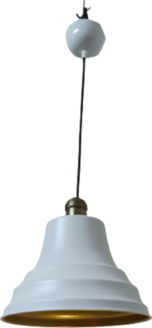 Retro Metal Eskitme Duylu Beyaz içi Gold Tekli Sarkıt Avize Çap.27 cm