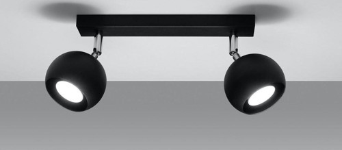 Retro Siyah 180 Derece Hareketli Modern Spor 2 Li Led spot Avize Beyaz Ampullü