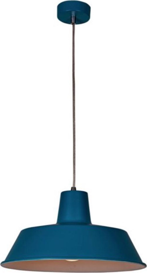 Retro Mavi İçi Beyaz Tekli Dekoratif Kafe Murfak Aydınlatma Sarkıt Avize Çap:35 cm