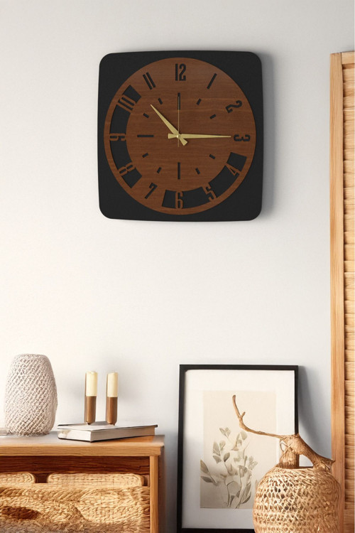 Dekoratif Yeni Modern Fawaris Ahşap Duvar Saati 48 cm