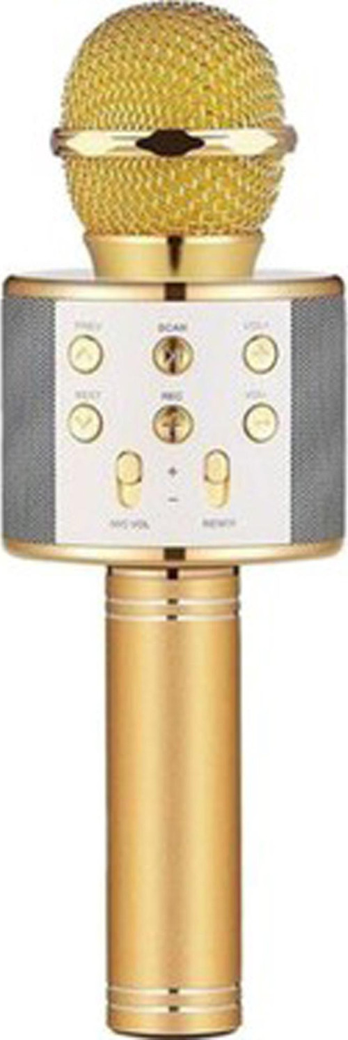 UsbA+TF Sd Kart+3.5mm Aux Girişli Bluetooth Karaoke Mikrofonu Gold