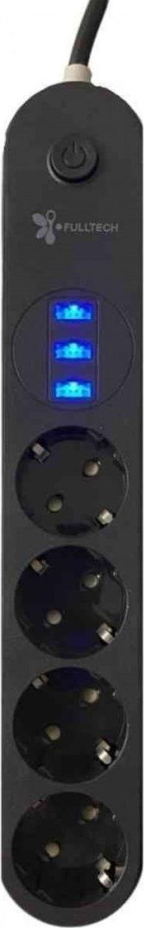 Siyah Anahtarlı 3 Usb Li Akım Korumalı Topraklı Çocuk Korumalı Grup Priz 2 Metre