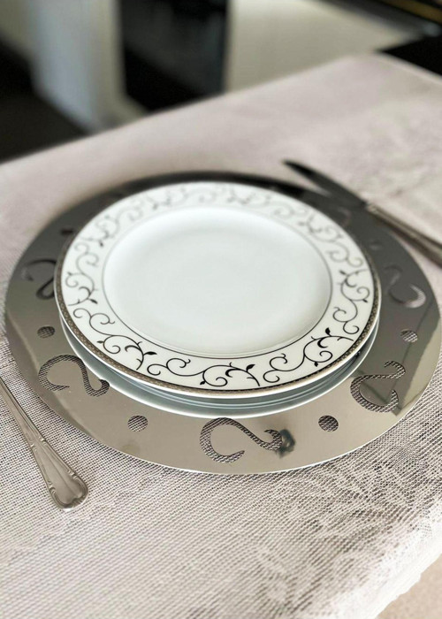 Luckyhomes 1 Adet Paslanmaz Çelik Yuvarlak Noktalı S Desen Supla Gümüş 1Mm Kalınlık 34Cm, Ağır Sağlam, Bükülmez