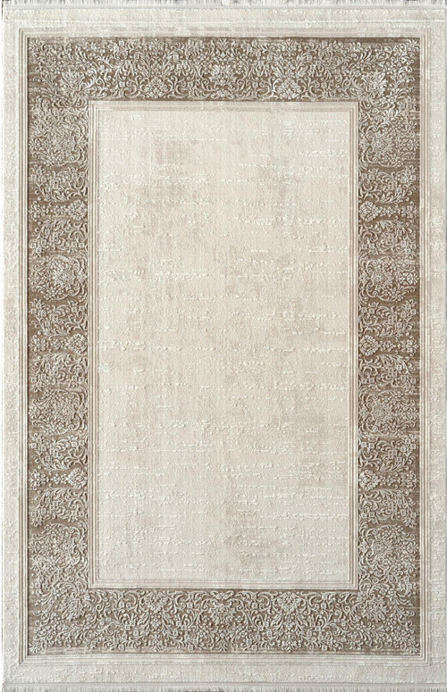 Kim Royal KC07A Krem Vizon Akrilik Yumuşak Dokulu Modern Çerçeveli Halı