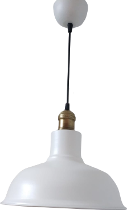 Rys Retro Metal Dekoratif Beyaz İçi Beyaz Eskitme Duylu Tekli Sarkıt Avize Çap:30 cm