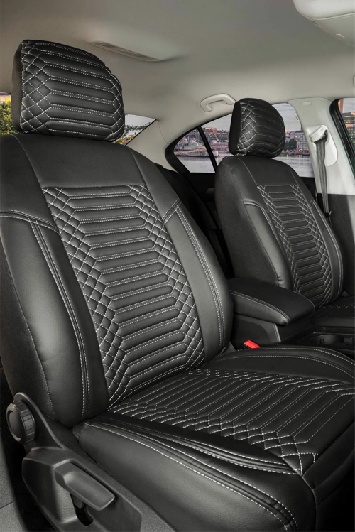 Bmw 2 SERİSİ 216d Lüx Deri Oto Koltuk Kılıfı Ön Arka Takım Set Exclusive SİYAH BEYAZ