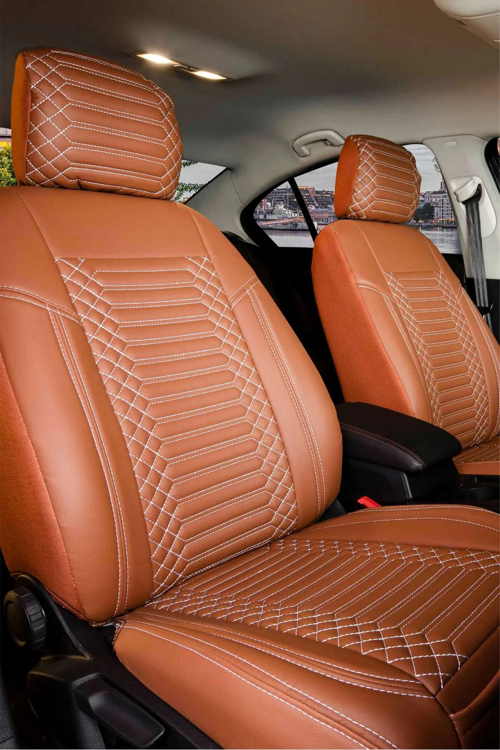 Renault Clio 5 Lüx Deri Oto Koltuk Kılıfı Ön Arka Takım Set Exclusive TABA